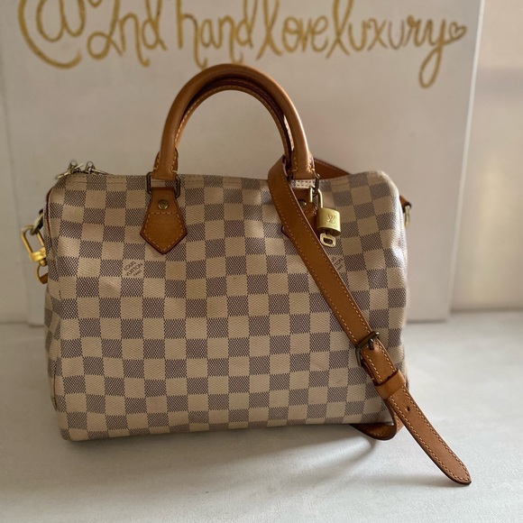 LOUIS VUTTON SPEEDY BANDOULIERE AZUR 30STRAP 🔐 WITH DUST BAG & MATCH WALLET - Picture 7 of 14